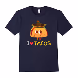 I Love Tacos T-Shirt. Mexixan Tacos & Mexican Hat Graphic-Father's Day - M