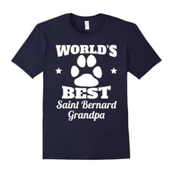 Men's World's Best Saint Bernard Grandpa Dog Lover T-Shirt-Father's Day - XL