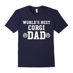 World's Best Corgi Dad Dog Lover Pawprint T-Shirt-Father's Day - L