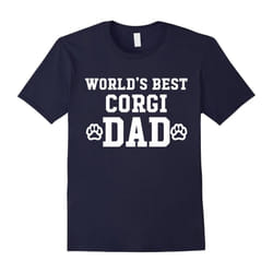 World's Best Corgi Dad Dog Lover Pawprint T-Shirt-Father's Day - L