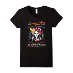Womens February Woman The Soul Of A Mermaid Shirt-Birthday Gifts.-Father's Day - XXXL
