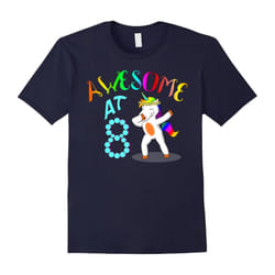 Funny Dabbing Unicorn 8th Year Old Birthday Gifts Tee Shirts-Father's Day - XL