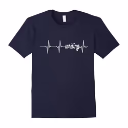 Writing Shirt: Funny Love Heartbeat EKG Writer T-Shirt-Father's Day - XXXL