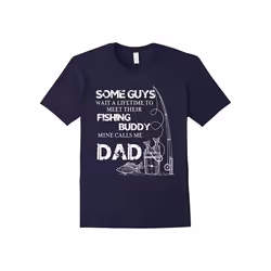 Men's My Fishing Buddy Calls Me DAD T Shirt Proud Daddy tee Gift for Fathers Fishing Dad T-Shirt-Father's Day - S