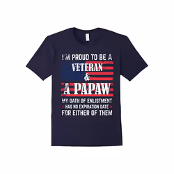 Men's I'm Proud To Be A Veteran And A Papaw T-shirt-Father's Day - S