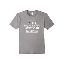 I Love My WONDERFUL American HUSBAND Flag Heart Tee for WIFE-Father's Day - XXXL