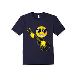 Rock Music Emoji T-Shirt Smiley Face Guitar Sunglasses Love-Father's Day - M