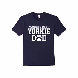 World's Best Yorkie Dad Dog Lover Pawprint T-Shirt-Father's Day - XL