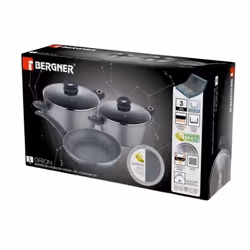 Bergner Cockware set, Black, Grey, Black, Glass, 24 cm, 20 cm, 24 cm