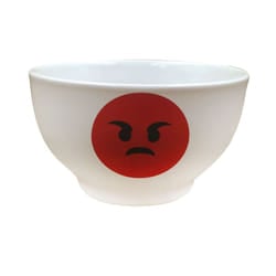 Bergner Emoticon Stoneware Soup/Cereal Bowls (Angry, White)