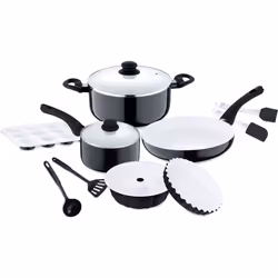 Set of 12 Full Kitchen Black Non Stick Induction Frying Pan Muffin Tin