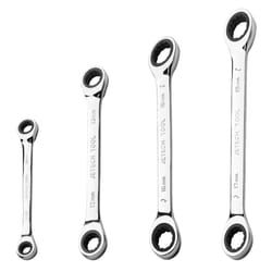 Jetech 4-Piece Double Box End Ratcheting Wrench Set - Heavy Duty Cr-V Gear Spanner  Set Sizes-8  10mm  12 13mm  16 18mm  17 19mm