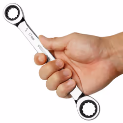 Jetech 4-Piece Double Box End Ratcheting Wrench Set - Heavy Duty Cr-V Gear Spanner  Set Sizes-8  10mm  12 13mm  16 18mm  17 19mm