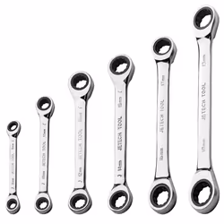 Jetech 6-Piece Double Box End Ratcheting Wrench Set - Heavy Duty Cr-V Gear Spanner  Set Sizes - 8 9mm  10 11mm  12 13mm  14 1 ...