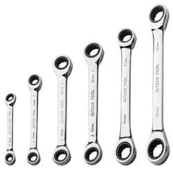 Jetech 6-Piece Double Box End Ratcheting Wrench Set - Heavy Duty Cr-V Gear Spanner  Set Sizes - 8 9mm  10 11mm  12 13mm  14 15mm  16 17mm  18 19mm