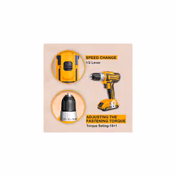 INGCO Lithium-Ion Cordless Drill, Electric Drill 20V Drill Driver with Battery Pack and Charger, 45NM CDLI200213