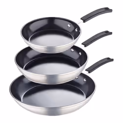 Smart Forged Aluminium Non-stick Frying Pan Set of 3 Silver/Black
