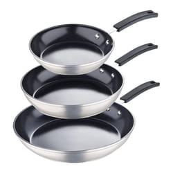 Smart Forged Aluminium Non-stick Frying Pan Set of 3 Silver/Black