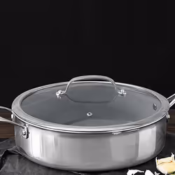 Argent 3 Stainless Steel Non-stick Saute Pan with Lid 28cm Silver