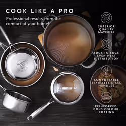 MasterPro 10-Piece Stainless Steel Cookware Set with Glass Lid