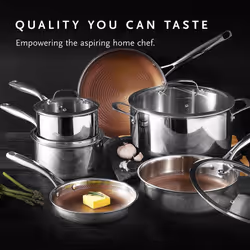 MasterPro 10-Piece Stainless Steel Cookware Set with Glass Lid