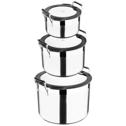 Set of 3 Stainless Steel Casserole with Lid 3.4L, 6.9L & 12.5L Silver