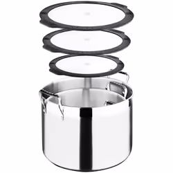 Set of 3 Stainless Steel Casserole with Lid 3.4L, 6.9L & 12.5L Silver