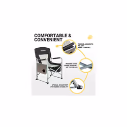 Folding Camping Chairs for Adluts Heavy Duty Directors Chair with Cooler Bag and Side Table Support up to 150KG
