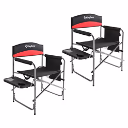 KingCamp Directors Chairs Folding camping chairs set of 2 with 20.86 in Wide Seat for Heavy People with Table Supports up to 396 LBS (Red)