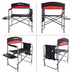 KingCamp Directors Chairs Folding camping chairs set of 2 with 20.86 in Wide Seat for Heavy People with Table Supports up to 396 LBS (Red)