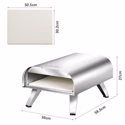 BIGHORN Gas pizza oven, Stainless Steel 4.0kW with handbag and H&R