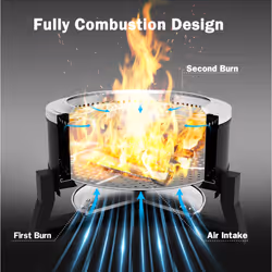 BIGHORN Smokeless Fire Pit 2in1 Low Smoke Bonfire, Ideal for Camping
