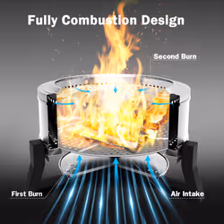 BIGHORN Smokeless Fire Pit Wood and Pellet Low Smoke Bonfire fireplace