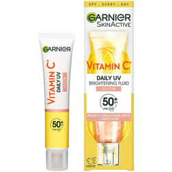 Garnier Vitamin C Daily UV Brightening Fluid Sheer Glow, SPF50+, Prevents + Corrects Sun Damages + Evens Skin tone, Face & Neck, For all skin types