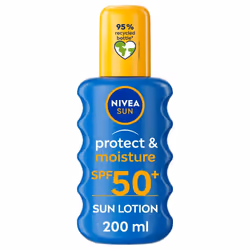 NIVEA SUN Protect & Moisture Sun Spray SPF 50+ (200ml), Moisturising Suncream Spray with SPF 50+, Advanced Sunscreen Providin ...