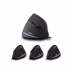 ZELOTES T-20 Mouse Wired Vertical Mouse Ergonomic Rechargeable 3200 DPI Optional Portable Gaming Mouse for Mac Laptop PC Computer