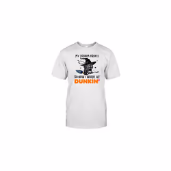 Grumpy Witch Cat My Broom Broke So Now I Work At Dunkin' Halloween T-Shirt - XXL