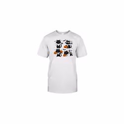 Ghost Black Cat Pumpkin Halloween T-Shirt - XL