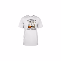 No Tricks Just Treats Dogs In Ghost Costume Funny Halloween T-Shirt - XXXL