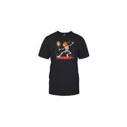 Pumpkin Head Skeleton Badminton Halloween Spooky Sports T-Shirt - XXXL