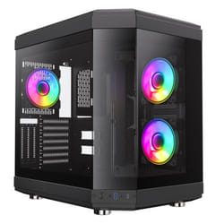 GAMEMAX Hype Black Mid-Tower ATX Gaming Case With Dual Chamber Panoram