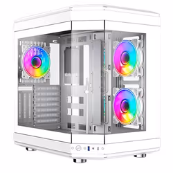 GAMEMAX Hype White Mid-Tower ATX Gaming Case With Dual Chamber Panoram