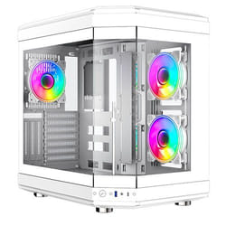 GAMEMAX Hype White Mid-Tower ATX Gaming Case With Dual Chamber Panoram