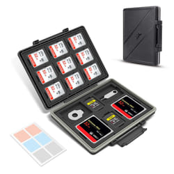 45 Slots Memory Card Case for 30 Micro SD 9 SD 2 XQD/CF-EXP. Type-B 2 CF-EXP. Type-A 2 CF Cards with Labels Water-Resistant Anti-Shock Anti-