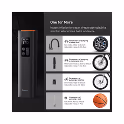 Baseus Mini Tyre Inflator Air Compressor, 150PSI Air Pump, Digital Display - Additional view 6