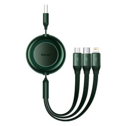Baseus Bright Mirror Series Retractable 3-in-1 Fast Charging Data Cable USB to M+L+C 3.5A 66W - green, 3.5A