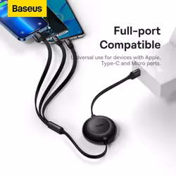 Baseus Bright Mirror Series Retractable 3-in-1 Fast Charging Data Cable USB to M+L+C 3.5A 66W - blue, 66W