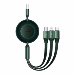 Baseus Bright Mirror Series Retractable 3-in-1 Fast Charging Data Cable USB to M+L+C 3.5A 66W - green, 66W