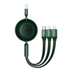 Baseus Bright Mirror Series Retractable 3-in-1 Fast Charging Data Cable USB to M+L+C 3.5A 66W - green, 66W