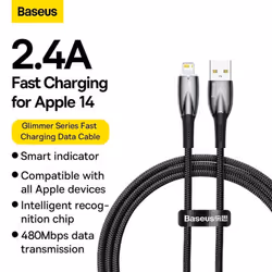 Baseus Glimmer Series Fast Charging Data Cable USB to iP 2.4A - white, 1m